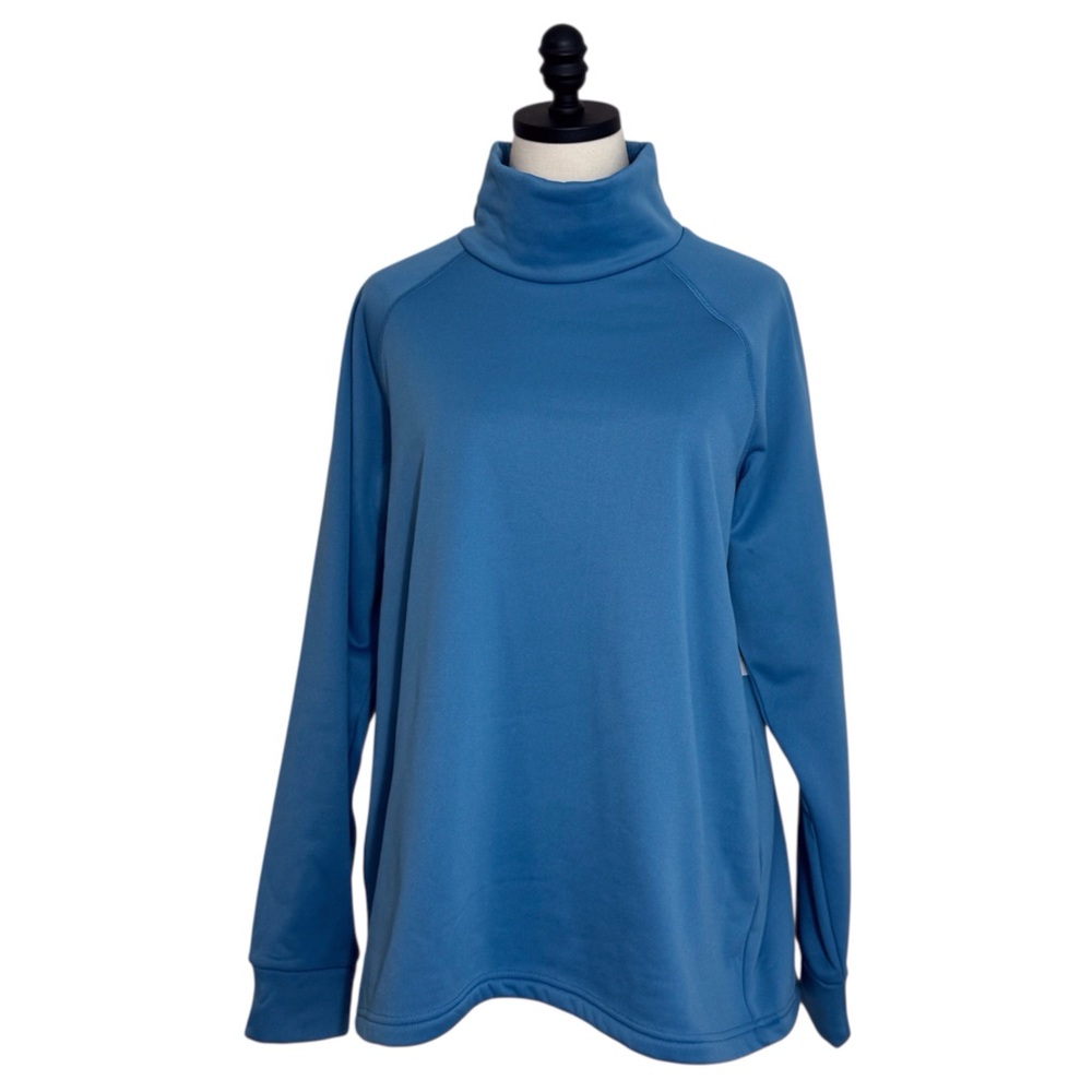 Jockey NWT Women's Cowl Pleat-Back Tunic Blue Fleece Lined Size XL